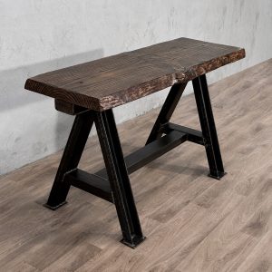 Consola entrada de madera maciza y hierro fundido, vista general