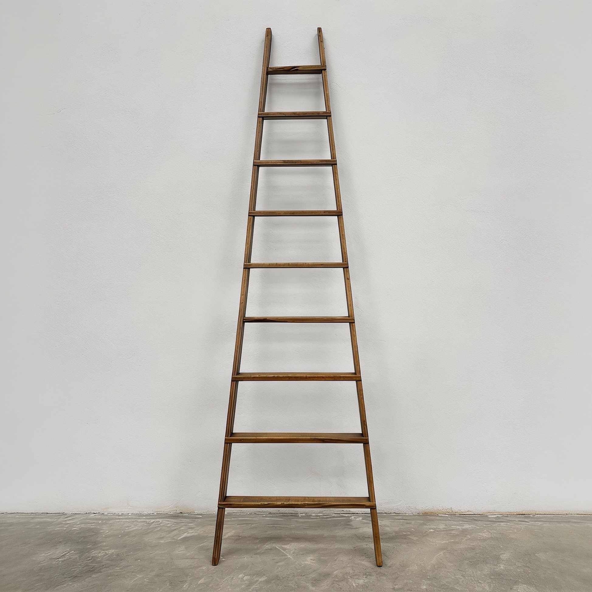 Escalera de taller de madera antigua, estructura original sin tornillos visibles
